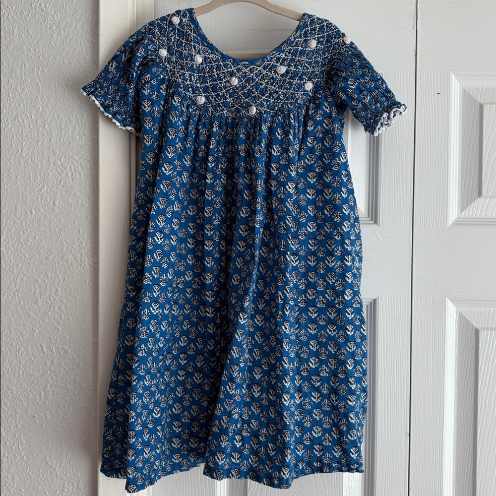 Madison Matthews Girls XXS Floral Block Print Smocked Dress